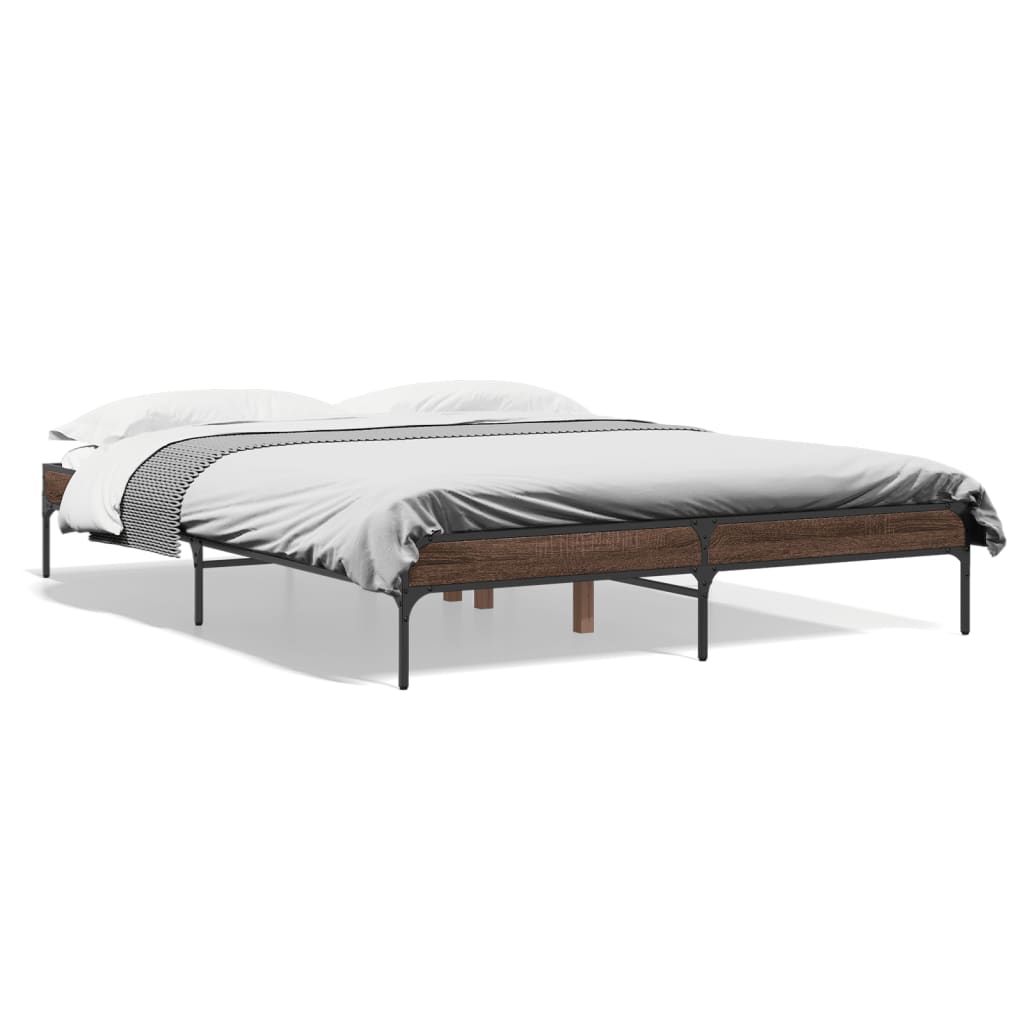 Okvir za krevet smeđi hrast 150x200cm konstruirano drvo i metal