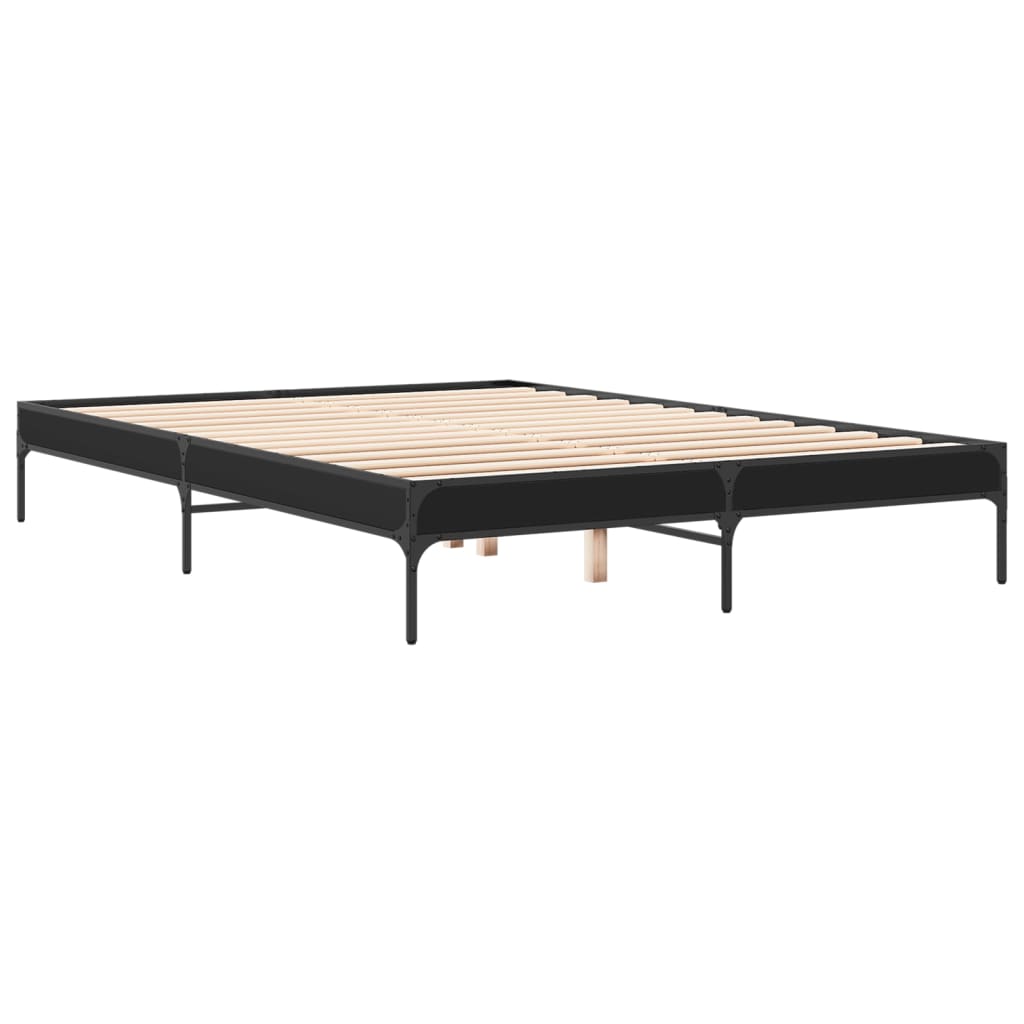 Okvir kreveta crni 140 x 200 cm od konstruiranog drva i metala