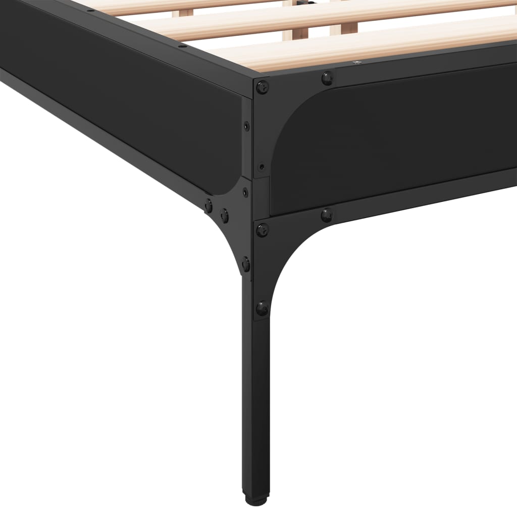 Okvir kreveta crni 140 x 200 cm od konstruiranog drva i metala