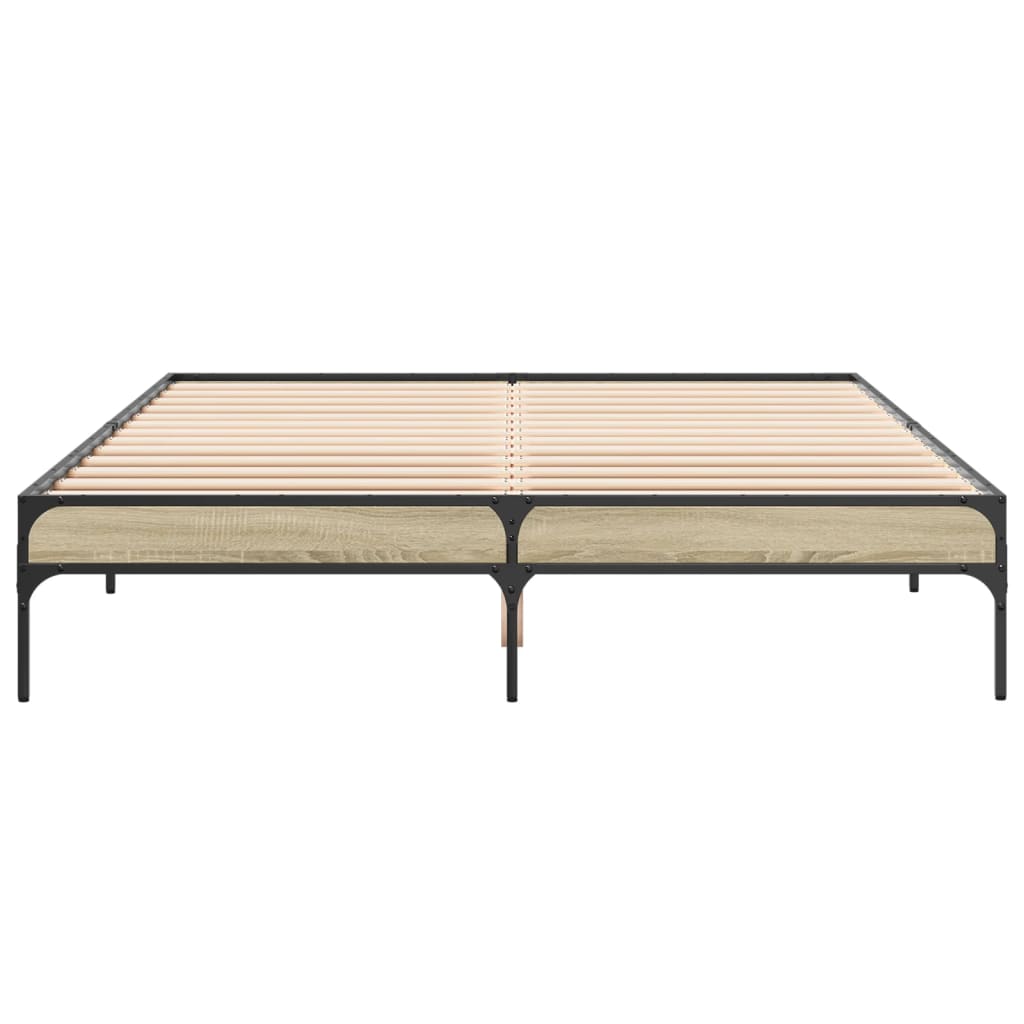 Okvir za krevet boja hrasta 140x200cm konstruirano drvo i metal