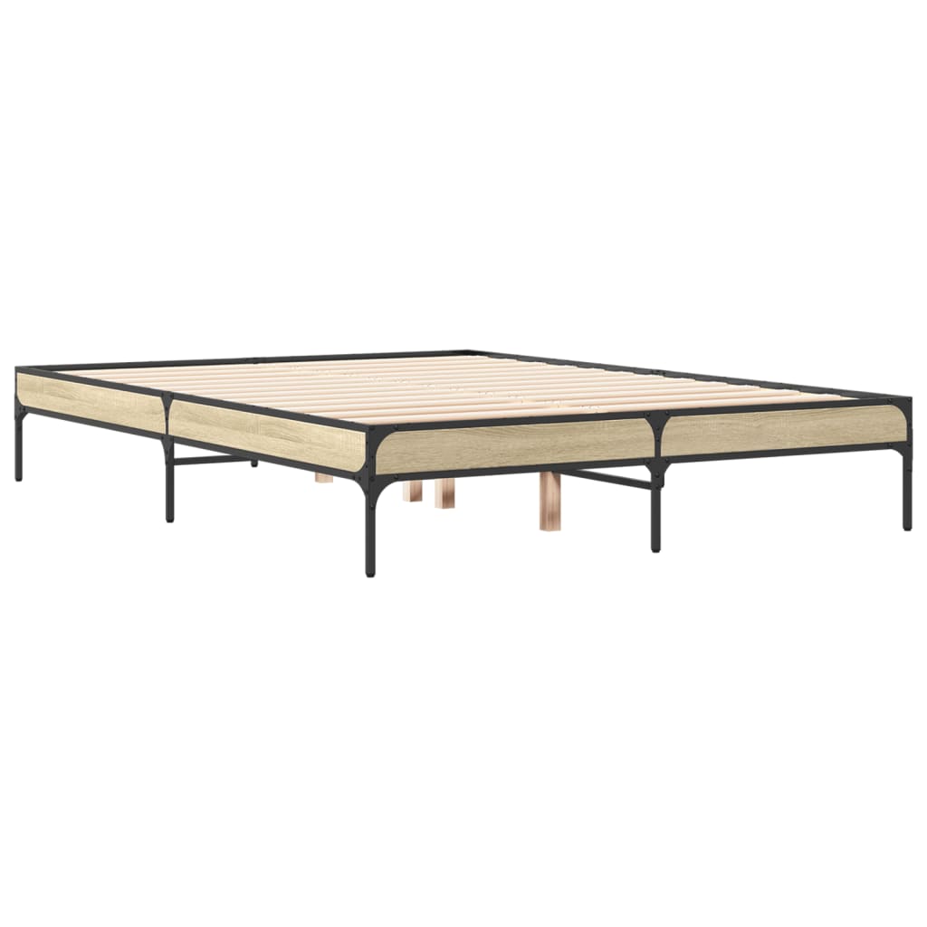 Okvir kreveta boja hrasta 120x200 cm konstruirano drvo i metal