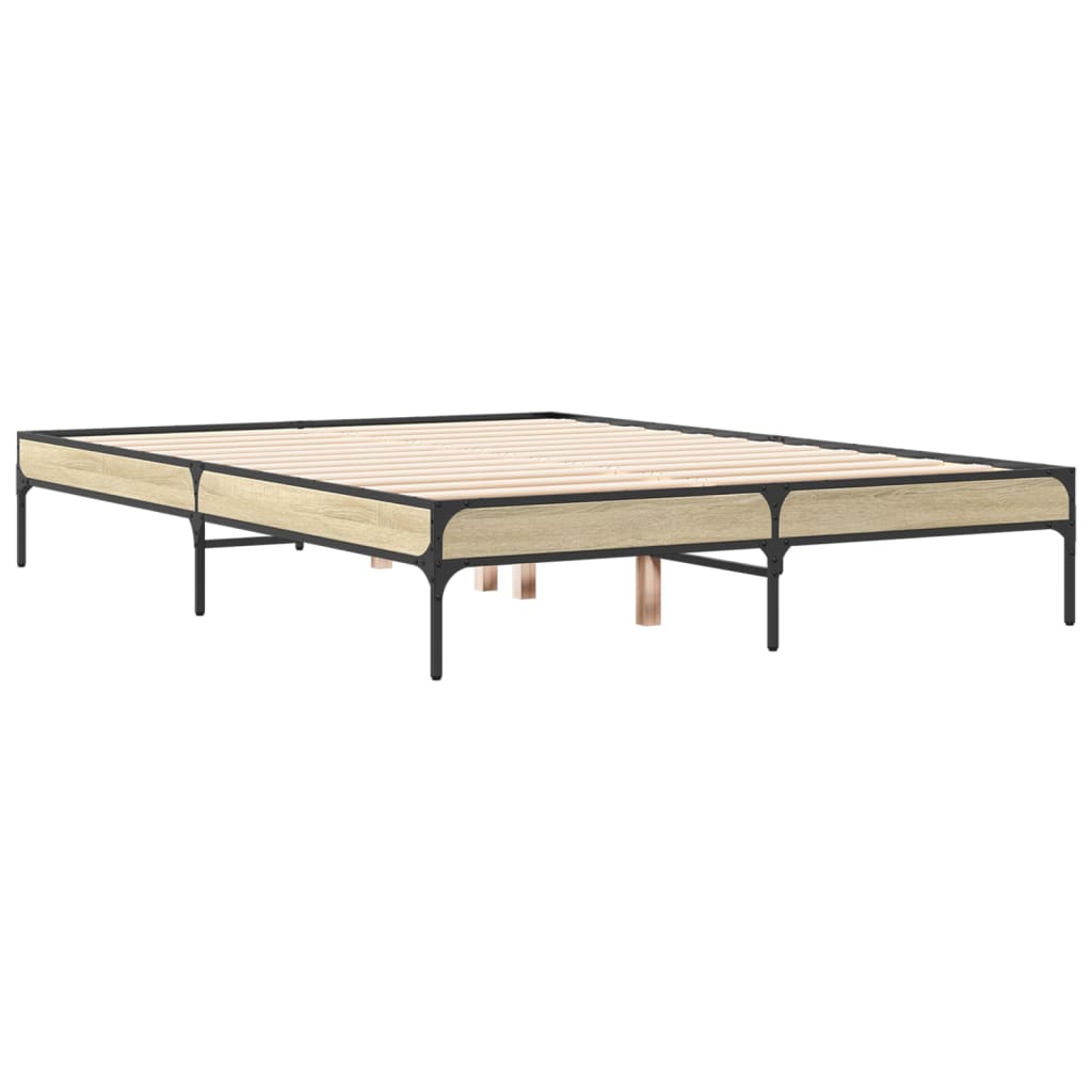 Okvir kreveta boja hrasta 120x200 cm konstruirano drvo i metal