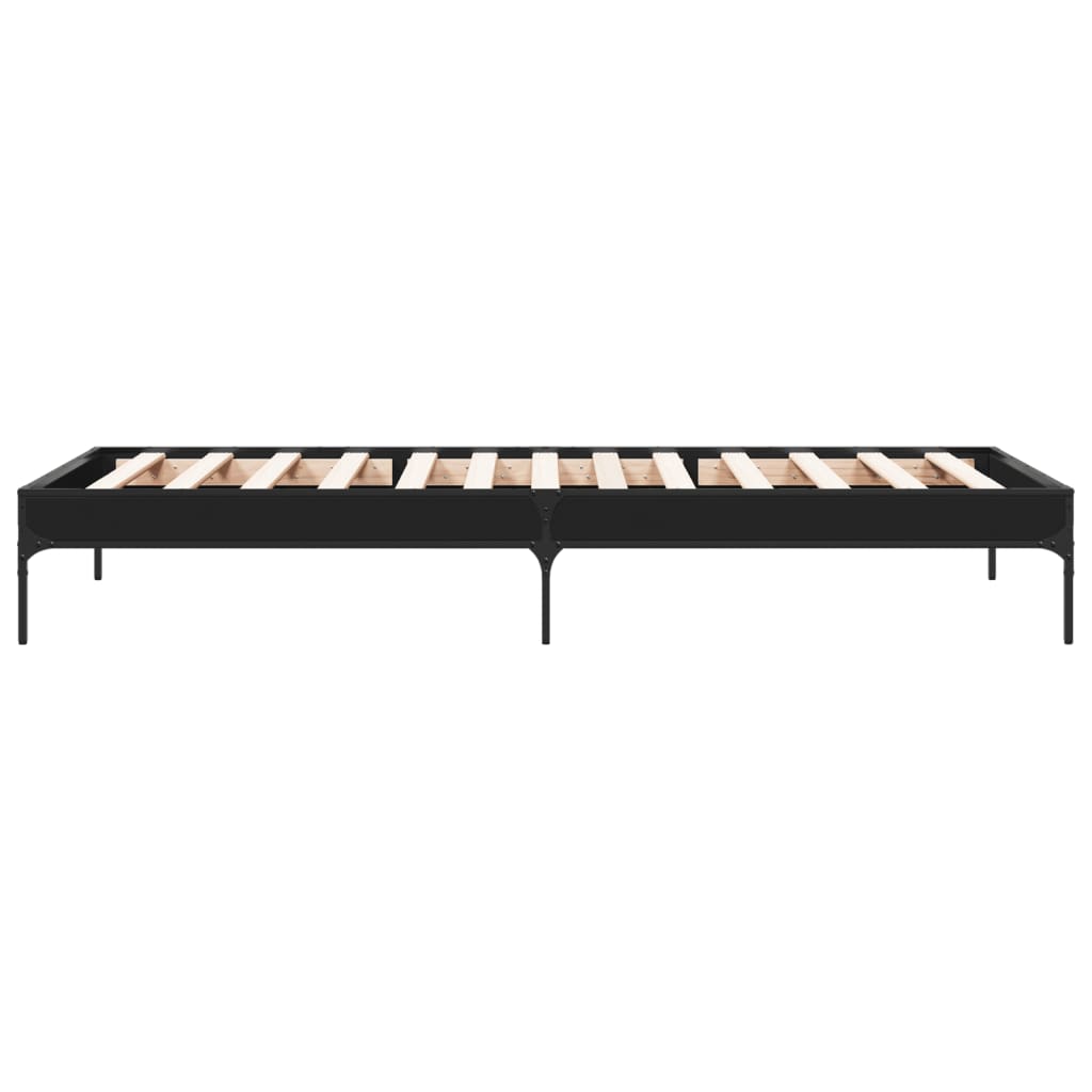 Okvir za krevet crni 100x200 cm konstruirano drvo i metal