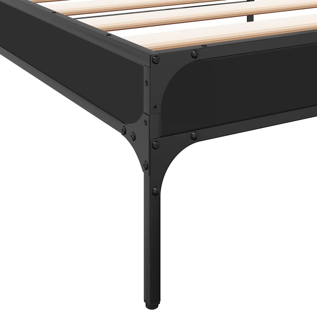 Okvir za krevet crni 100x200 cm konstruirano drvo i metal