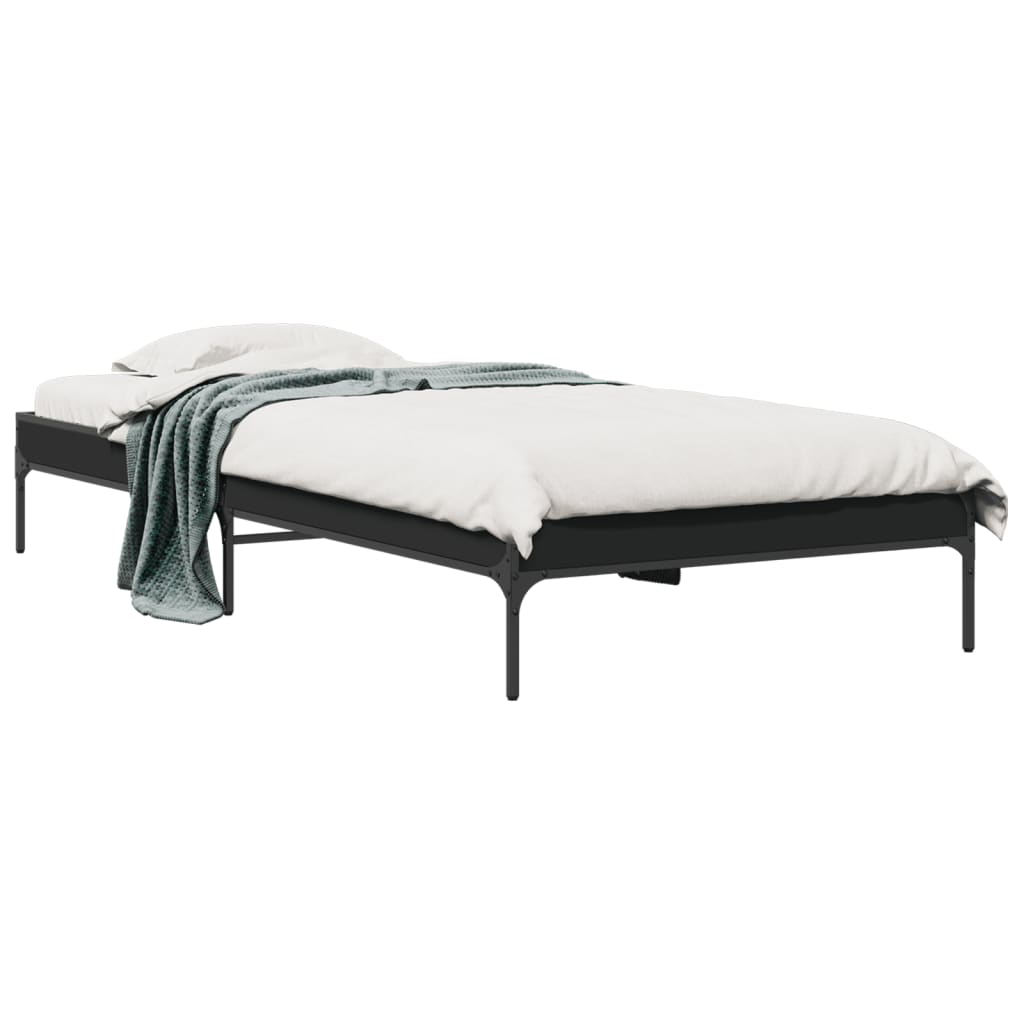 Okvir kreveta crni 90 x 200 cm konstruirano drvo i metal