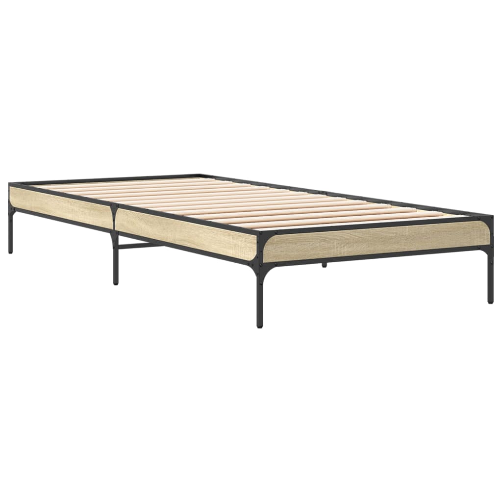Okvir za krevet boja hrasta 90x200 cm konstruirano drvo i metal
