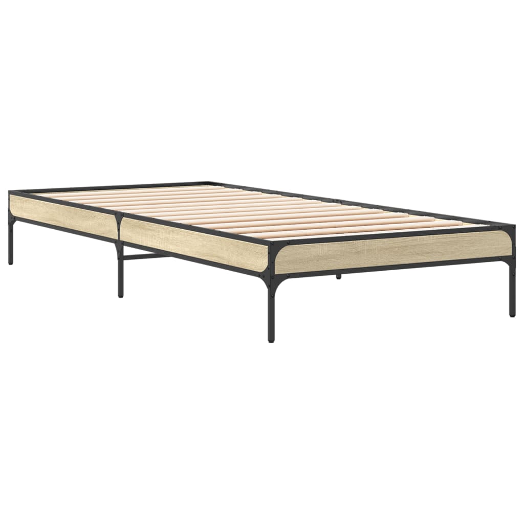 Okvir za krevet boja hrasta 90x200 cm konstruirano drvo i metal
