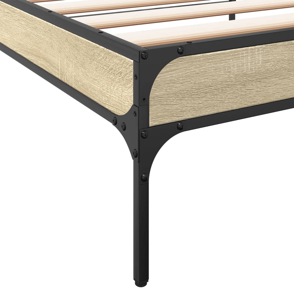 Okvir za krevet boja hrasta 90x200 cm konstruirano drvo i metal