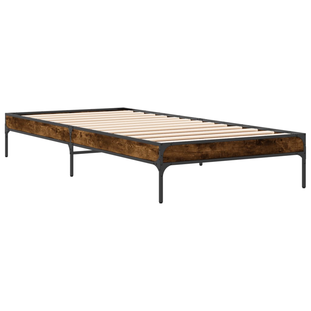 Okvir za krevet boja hrasta 90x200 cm konstruirano drvo i metal
