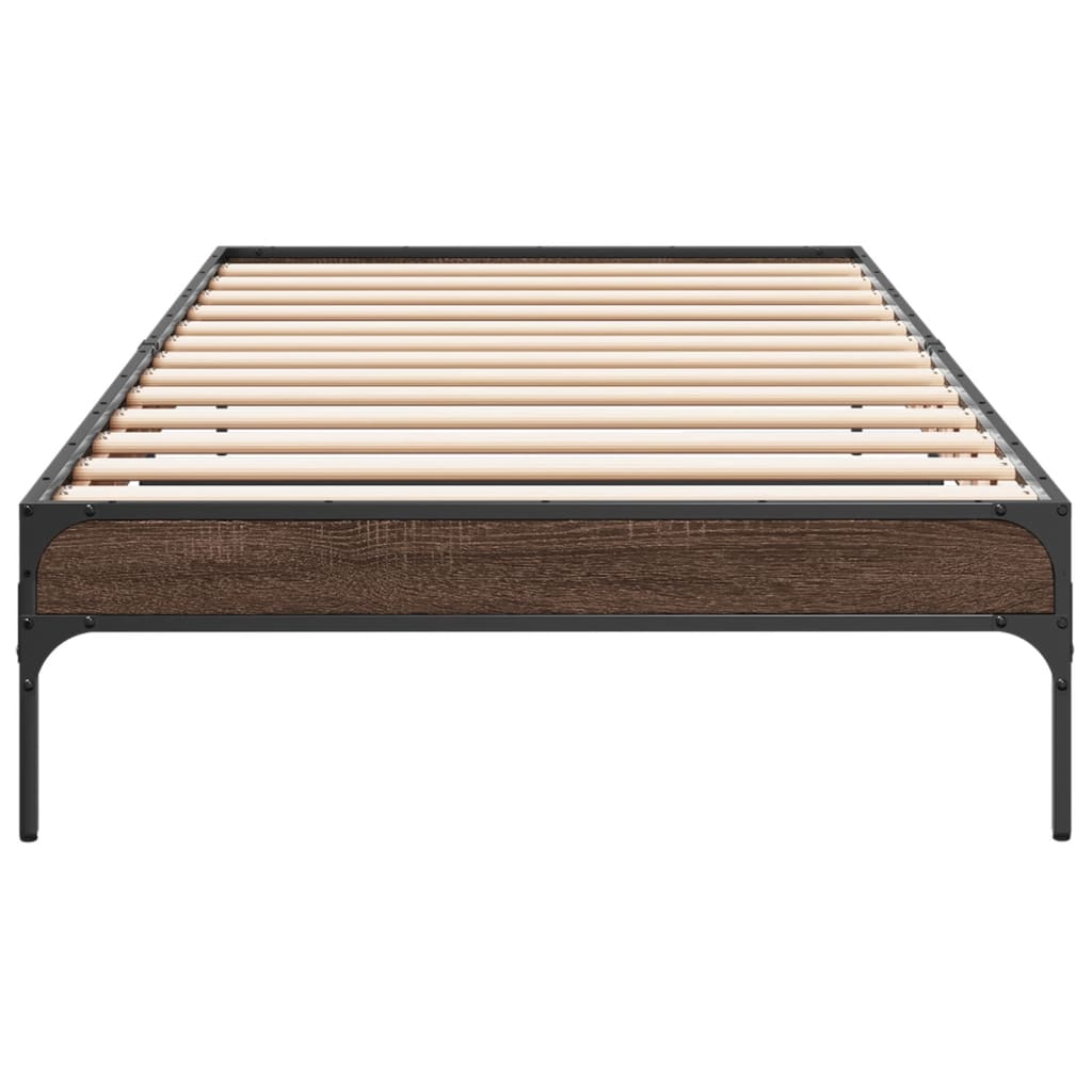Okvir za krevet smeđi hrast 90x200 cm konstruirano drvo i metal