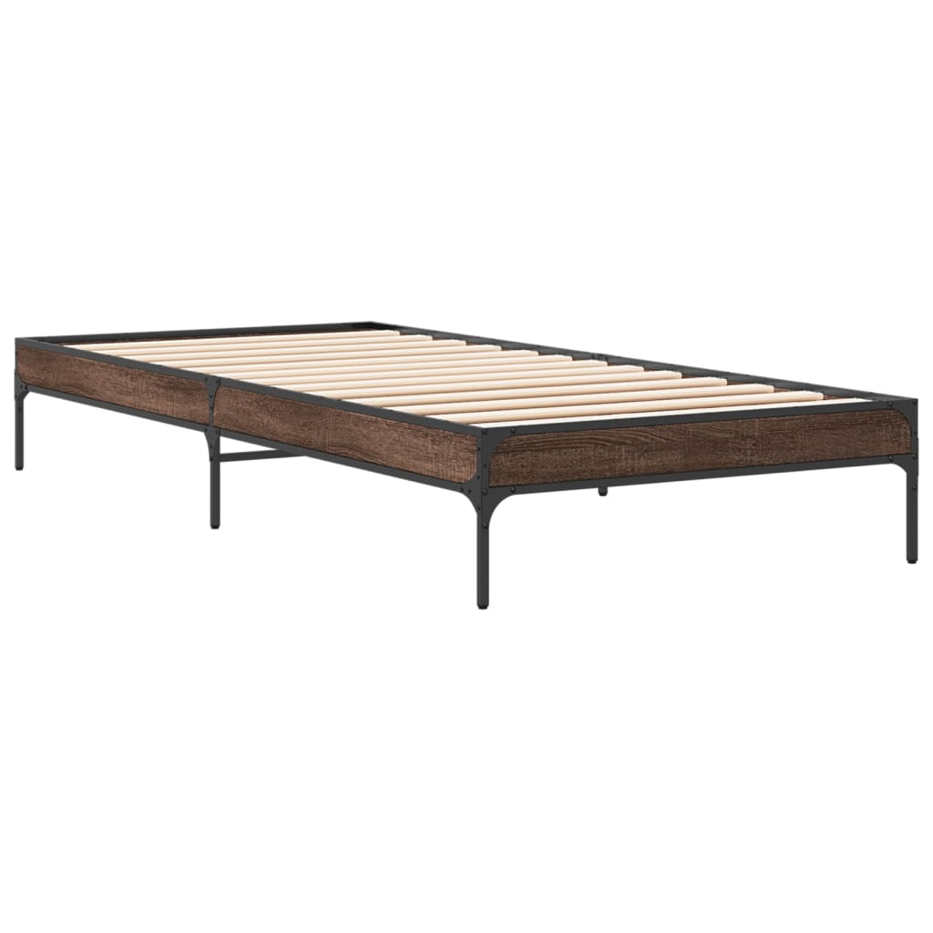 Okvir za krevet smeđi hrast 90x200 cm konstruirano drvo i metal