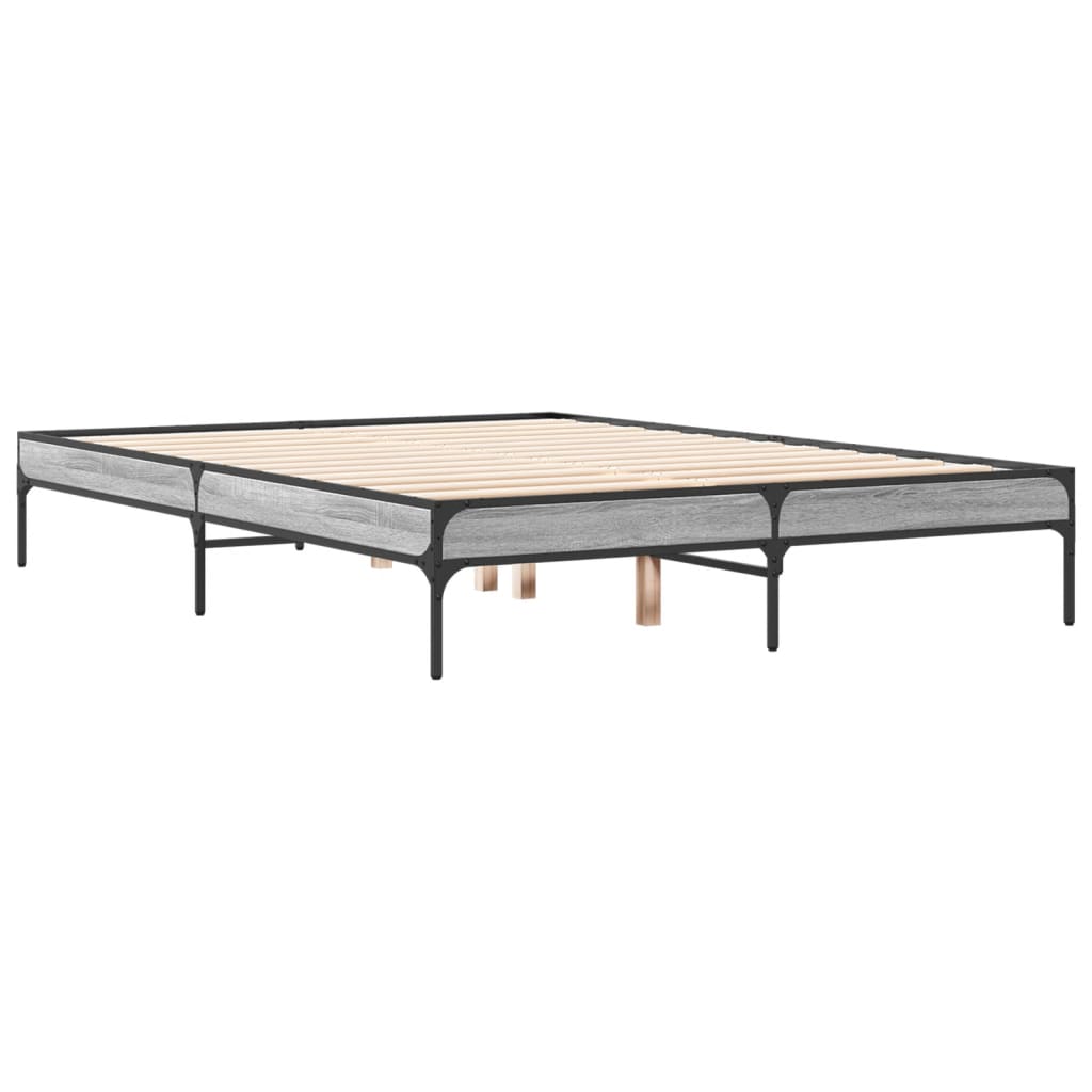 Okvir za krevet boja hrasta 140x190cm konstruirano drvo i metal
