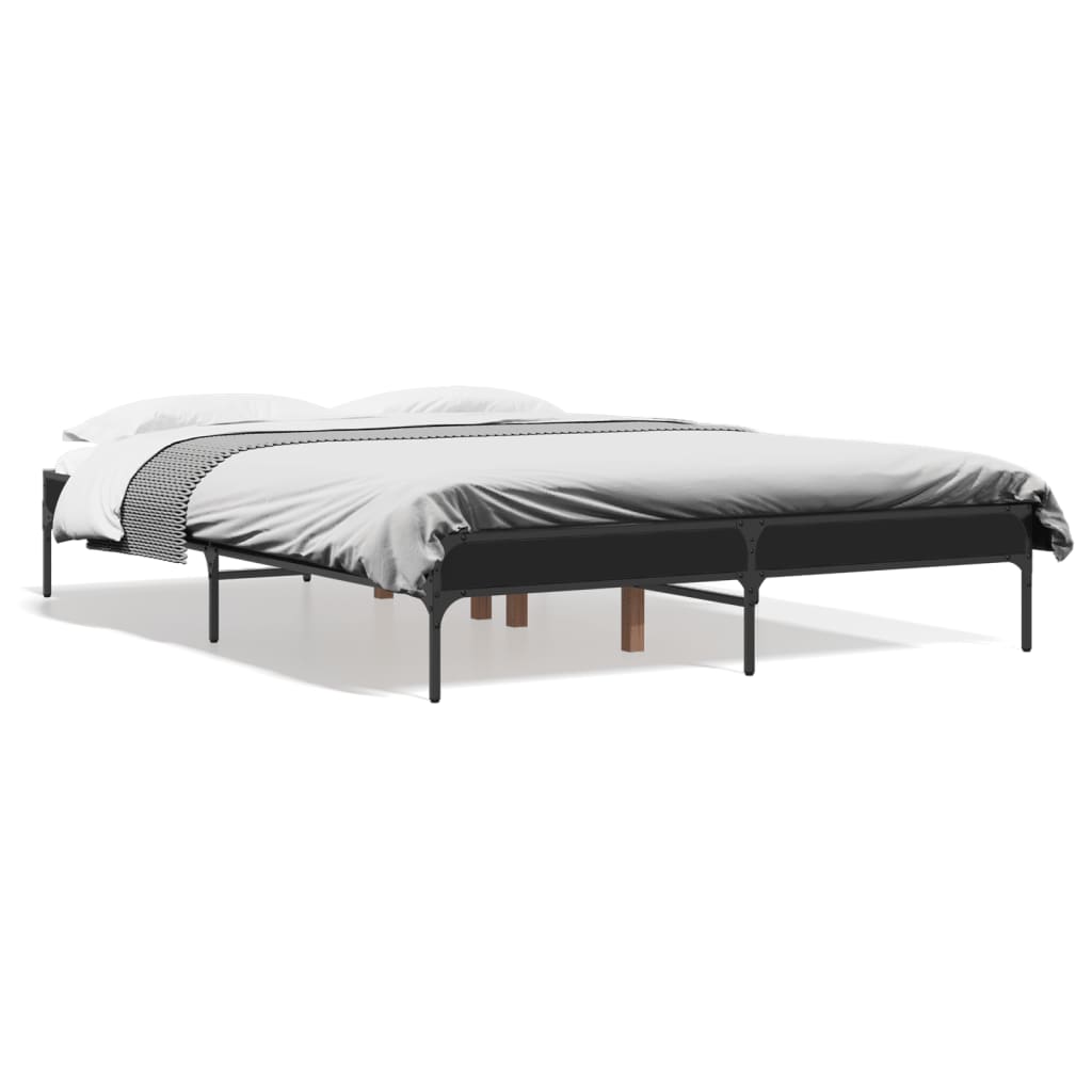 Okvir za krevet crni 135x190 cm konstruirano drvo i metal