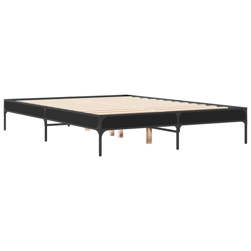 Okvir za krevet crni 135x190 cm konstruirano drvo i metal