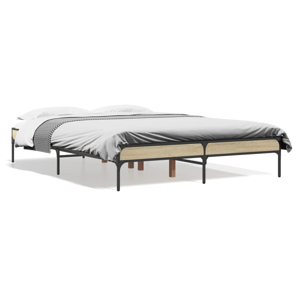 Okvir za krevet boja hrasta 135x190cm konstruirano drvo i metal
