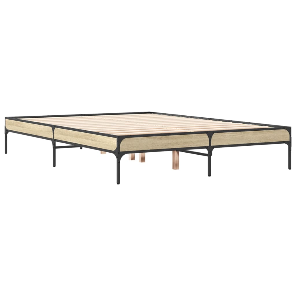 Okvir za krevet boja hrasta 135x190cm konstruirano drvo i metal
