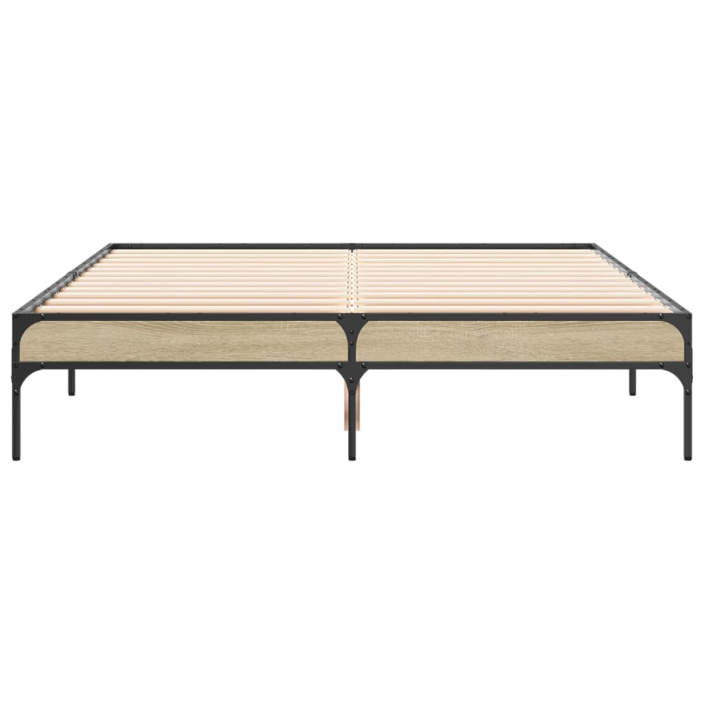 Okvir za krevet boja hrasta 135x190cm konstruirano drvo i metal