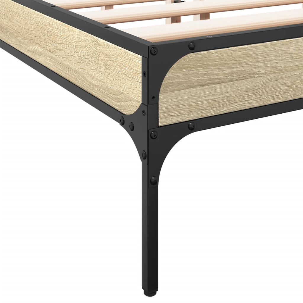 Okvir za krevet boja hrasta 135x190cm konstruirano drvo i metal