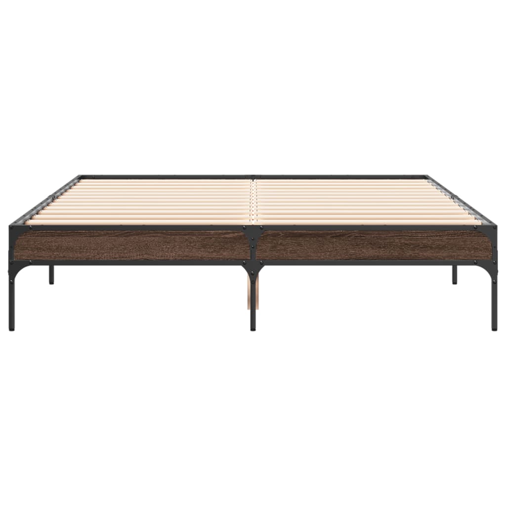 Okvir za krevet smeđi hrast 135x190cm konstruirano drvo i metal