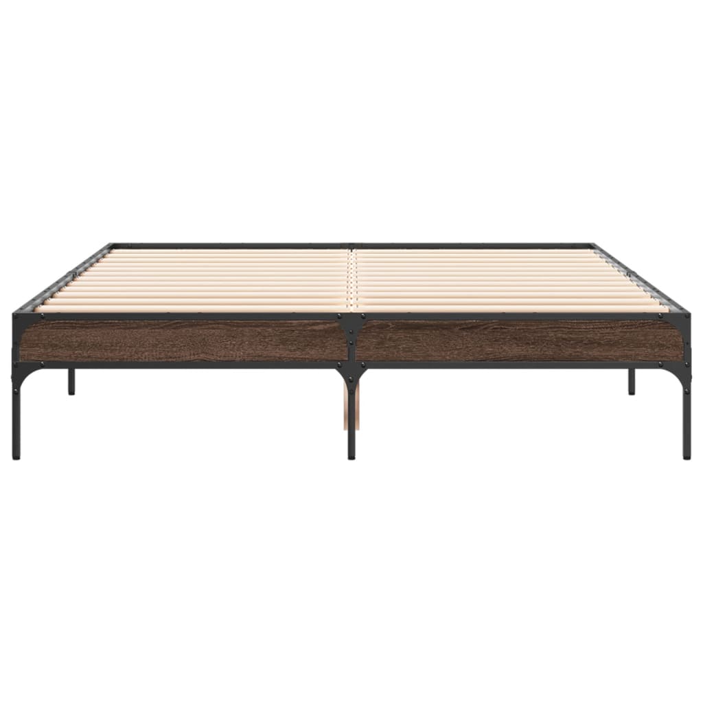 Okvir za krevet smeđi hrast 120x190cm konstruirano drvo i metal