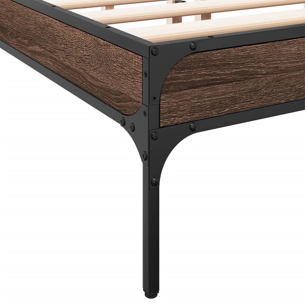 Okvir za krevet smeđi hrast 120x190cm konstruirano drvo i metal