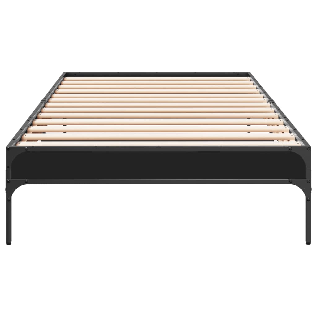 Okvir za krevet crni 90 x 190 cm od konstruiranog drvo i metal