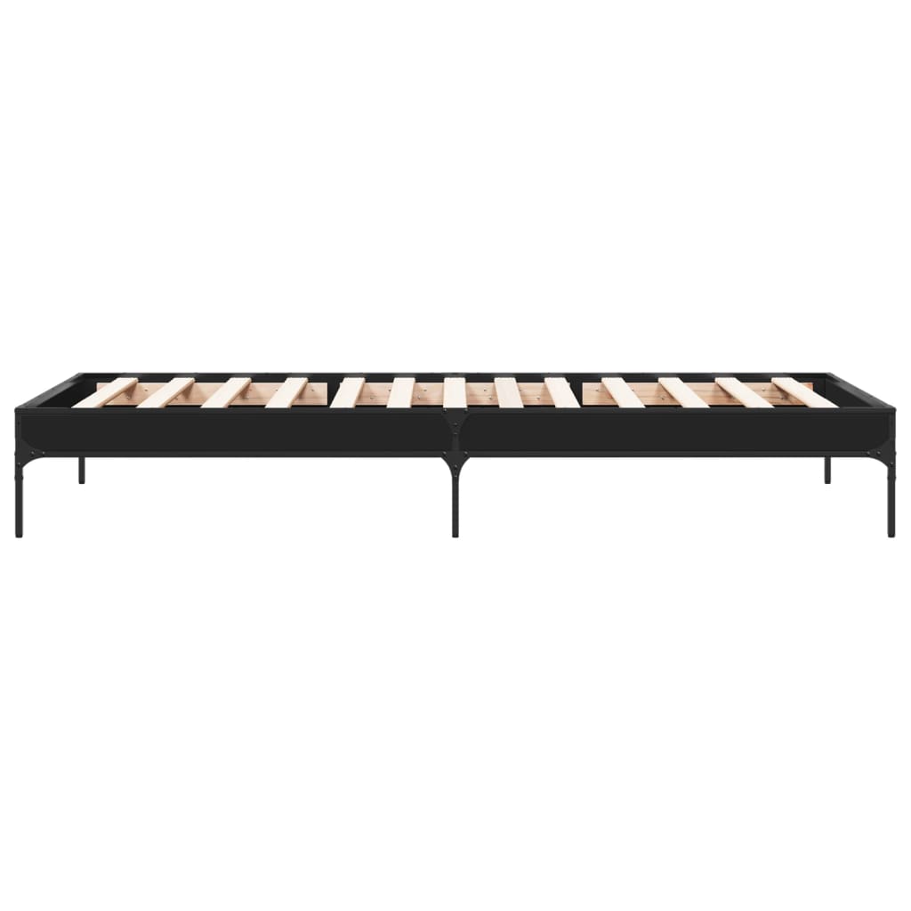 Okvir za krevet crni 90 x 190 cm od konstruiranog drvo i metal
