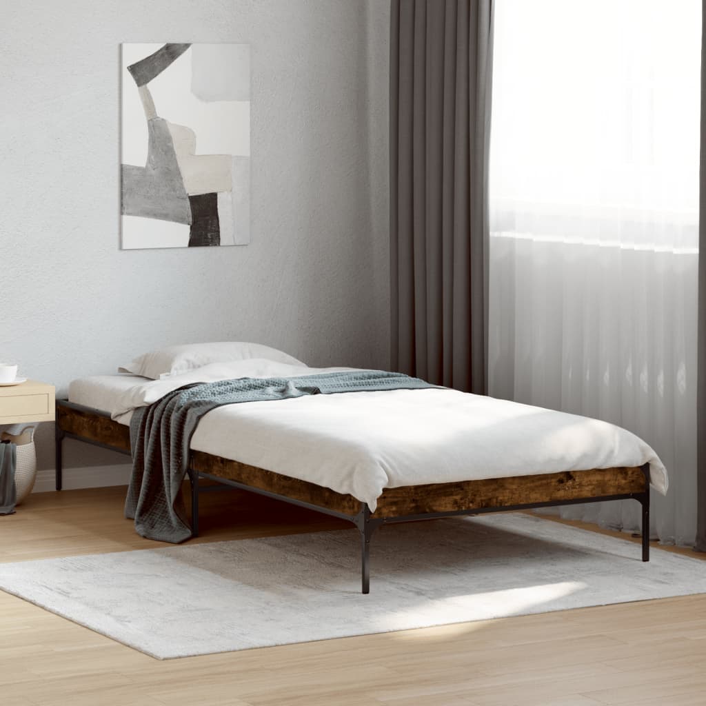 Okvir krevet boja hrasta 90 x 190 cm konstruirano drvo i metal