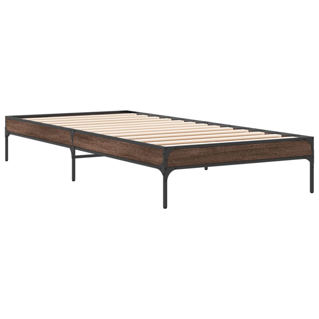 Okvir za krevet smeđi hrast 90x190 cm konstruirano drvo i metal