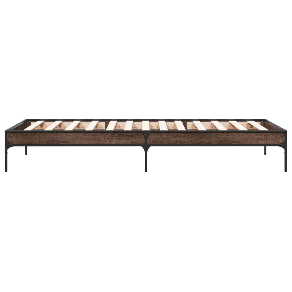 Okvir za krevet smeđi hrast 90x190 cm konstruirano drvo i metal