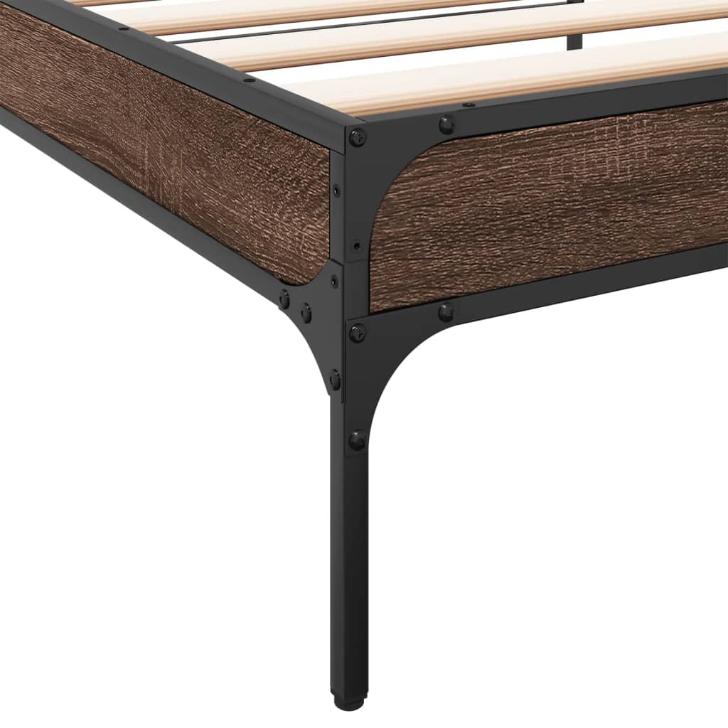 Okvir za krevet smeđi hrast 90x190 cm konstruirano drvo i metal