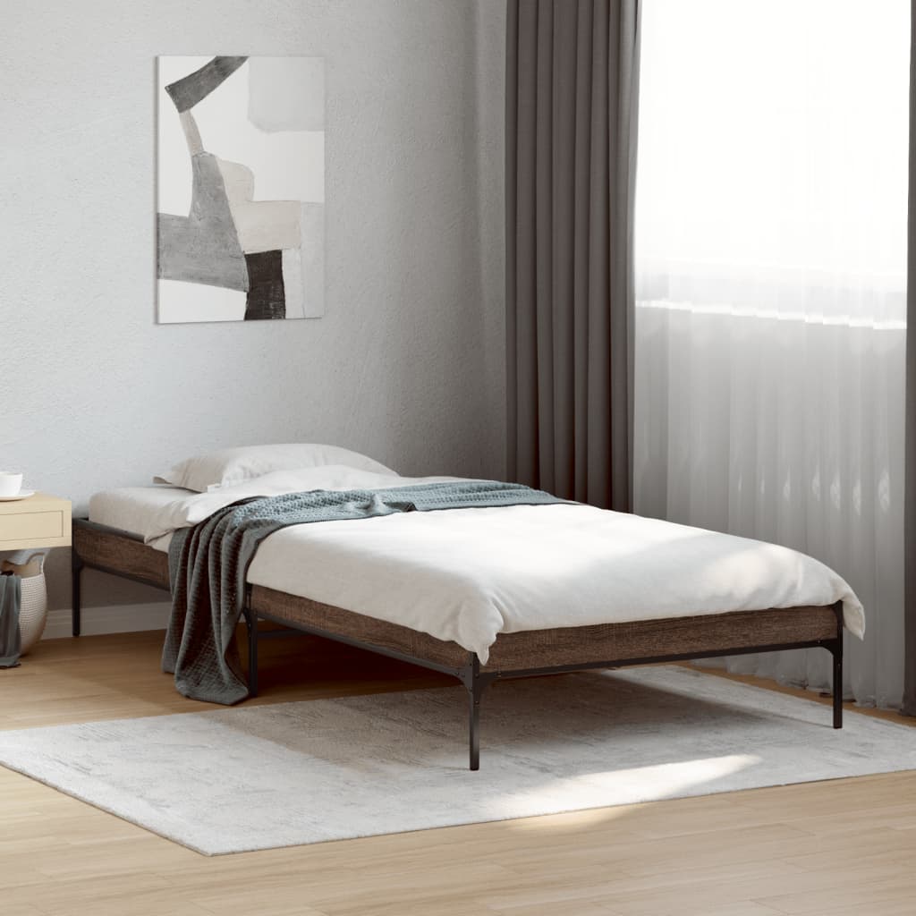 Okvir za krevet smeđi hrast 90x190 cm konstruirano drvo i metal