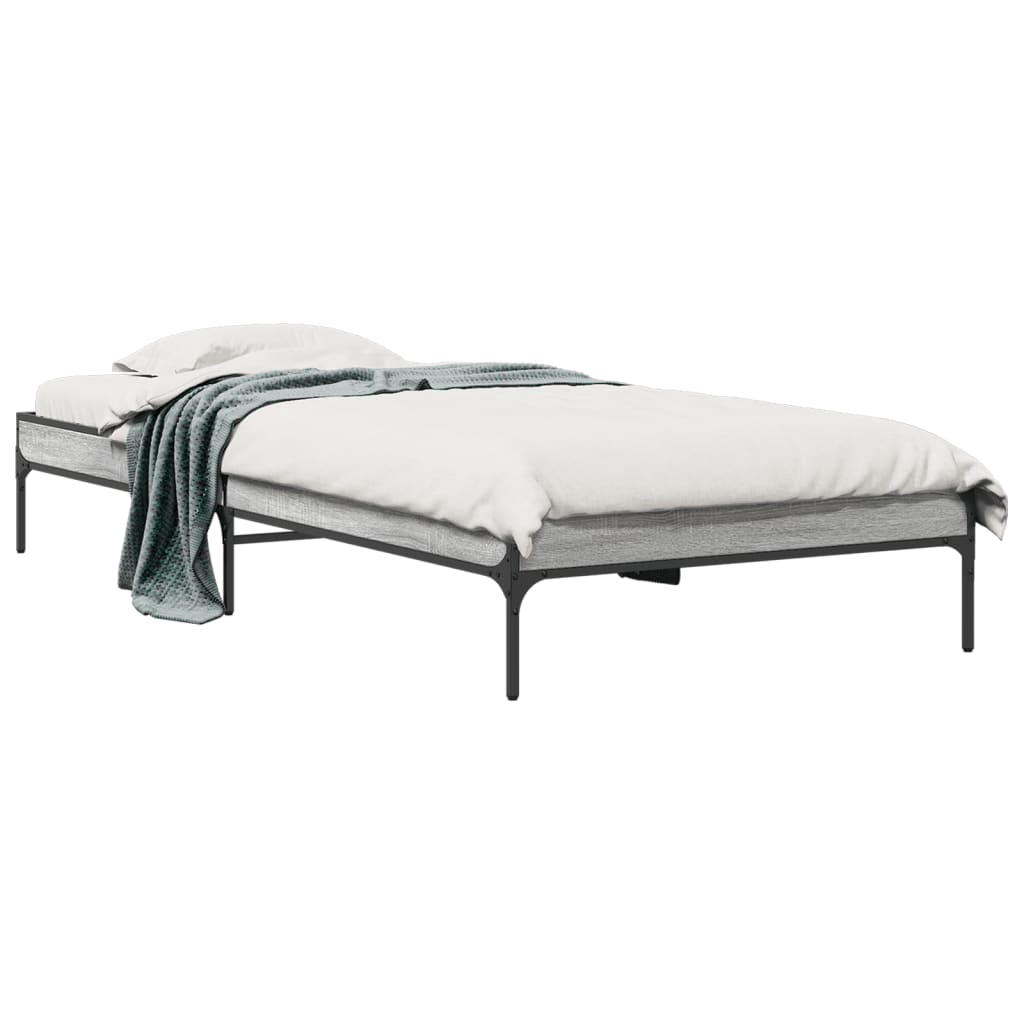 Okvir za krevet boja hrasta 75x190 cm konstruirano drvo i metal
