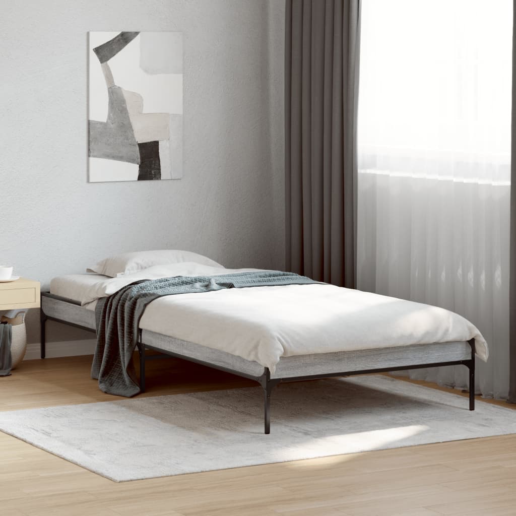Okvir za krevet boja hrasta 75x190 cm konstruirano drvo i metal