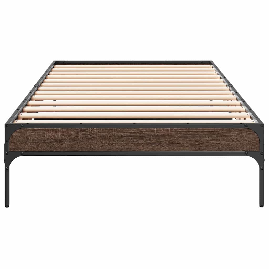 Okvir za krevet smeđi hrast 75x190 cm konstruirano drvo i metal