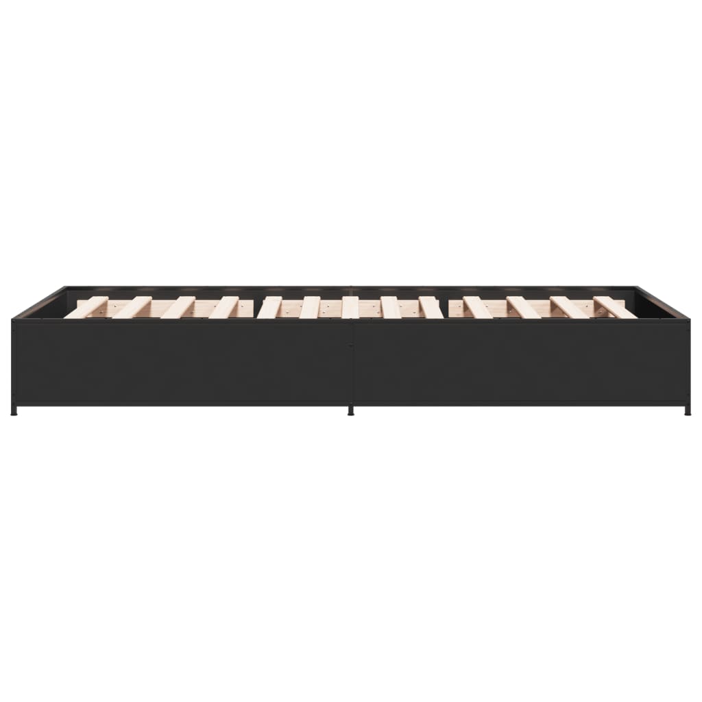Okvir za krevet crni 100x200 cm konstruirano drvo i metal