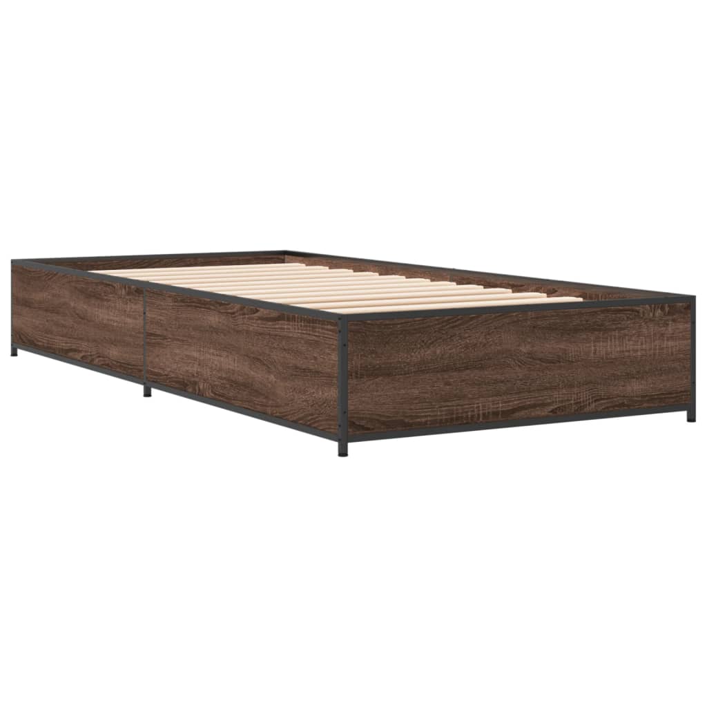Okvir za krevet smeđi hrast 100x200cm konstruirano drvo i metal