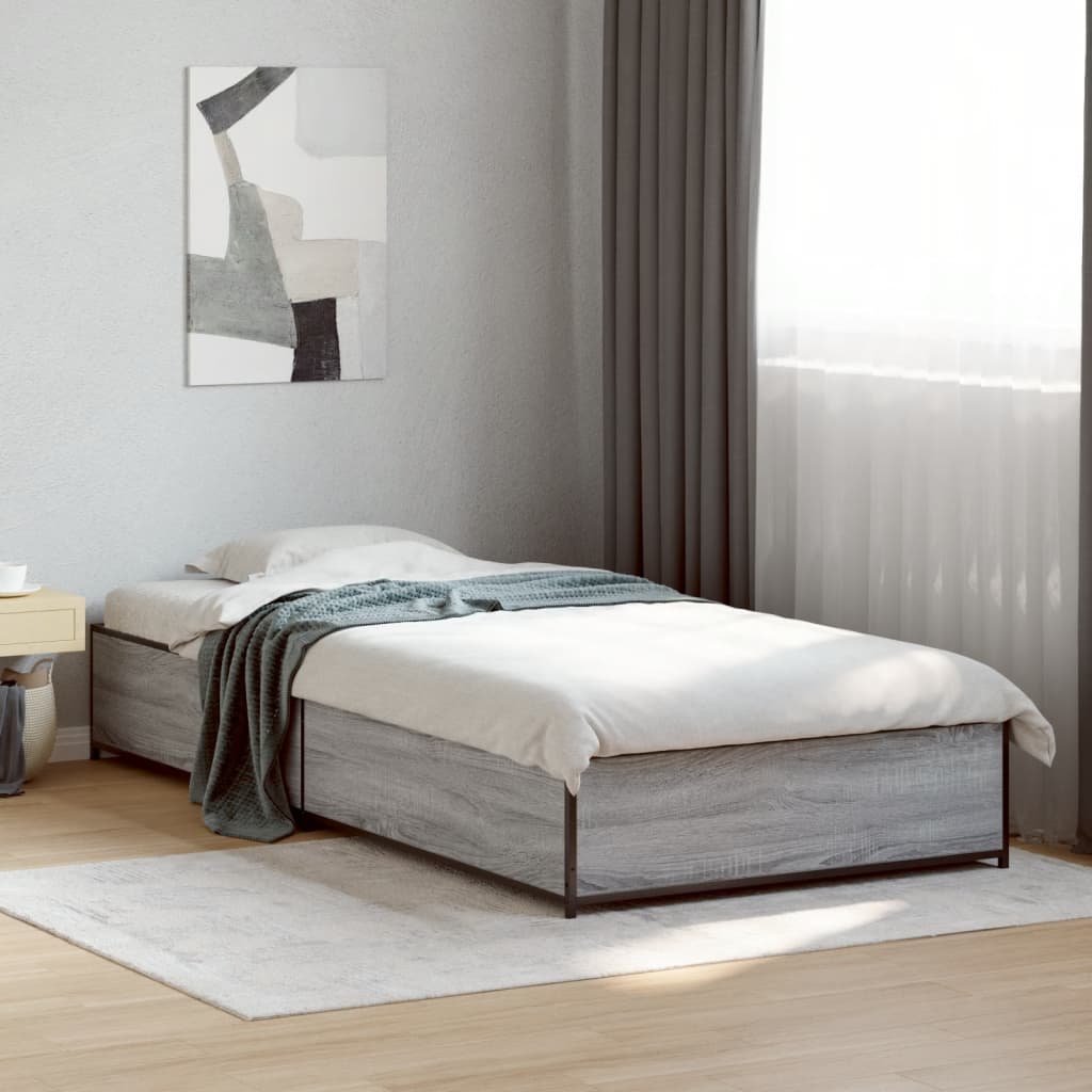 Okvir za krevet boja hrasta 90x200 cm konstruirano drvo i metal