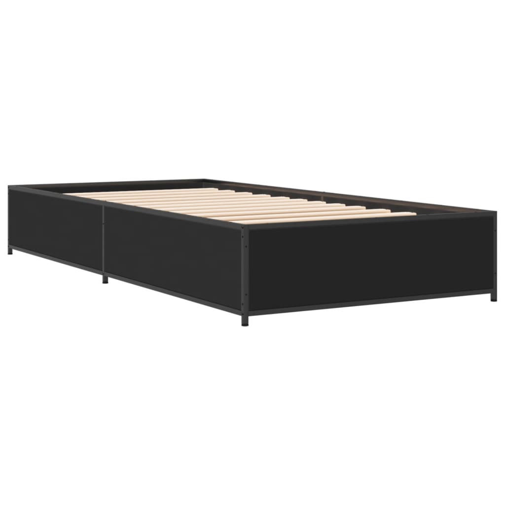 Okvir za krevet crni 90 x 190 cm od konstruiranog drvo i metal