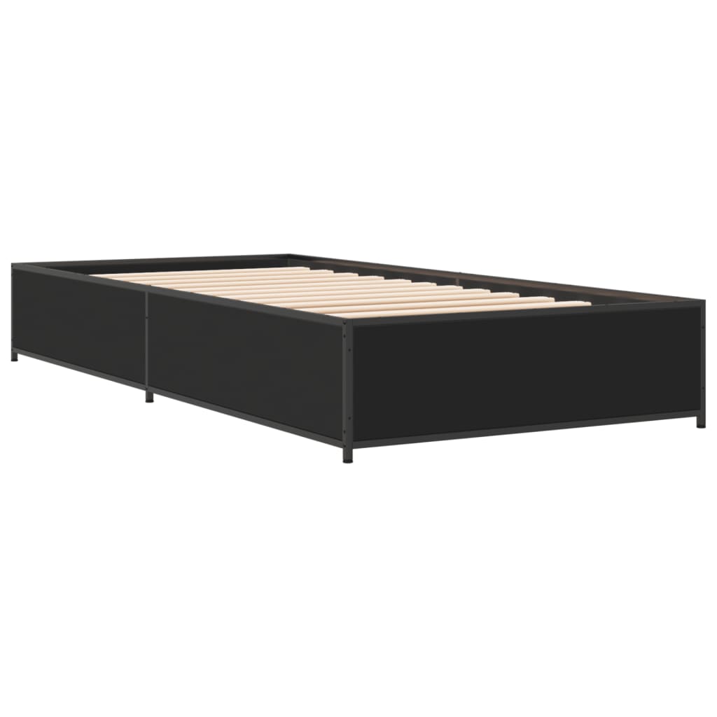 Okvir za krevet crni 90 x 190 cm od konstruiranog drvo i metal