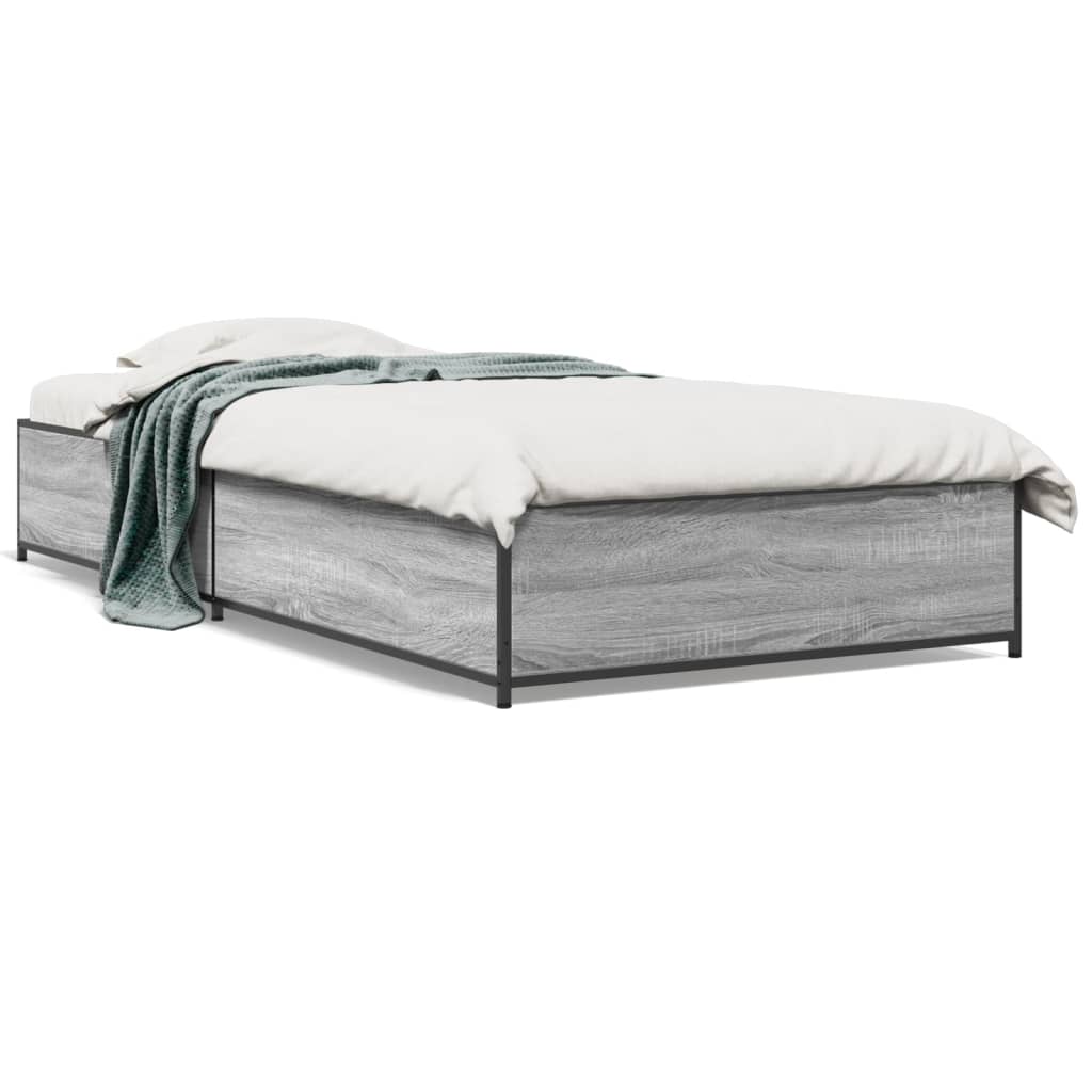 Okvir kreveta boja hrasta 90 x 190 cm konstruirano drvo i metal