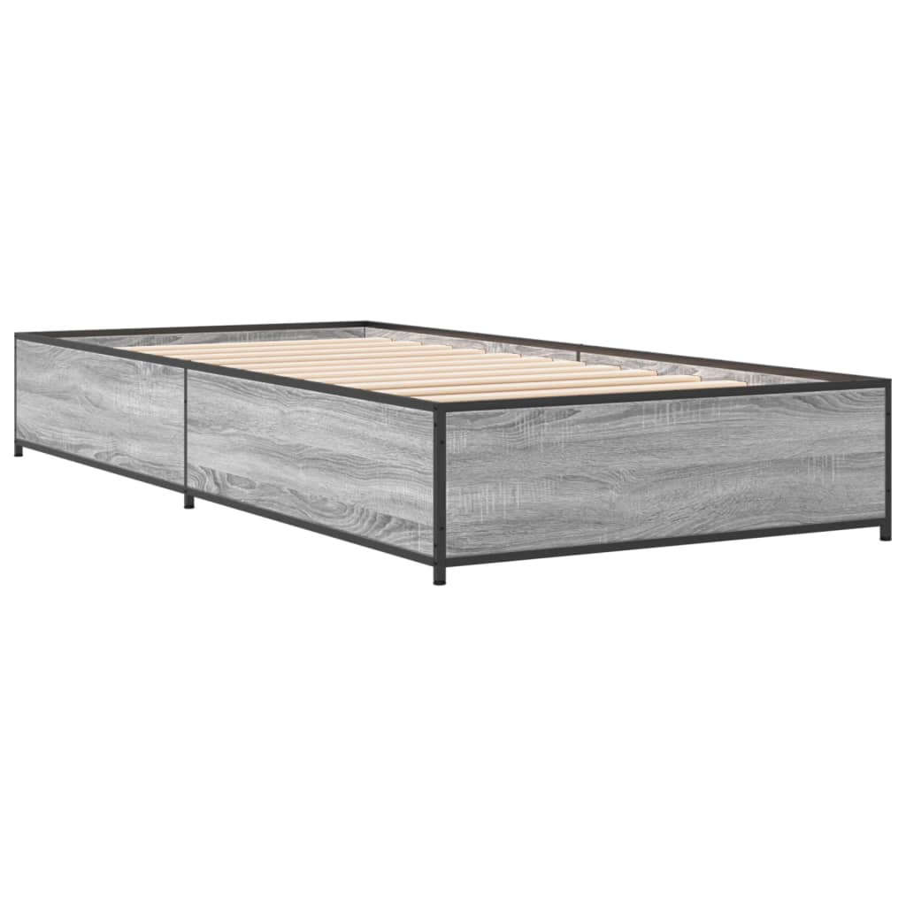 Okvir kreveta boja hrasta 90 x 190 cm konstruirano drvo i metal
