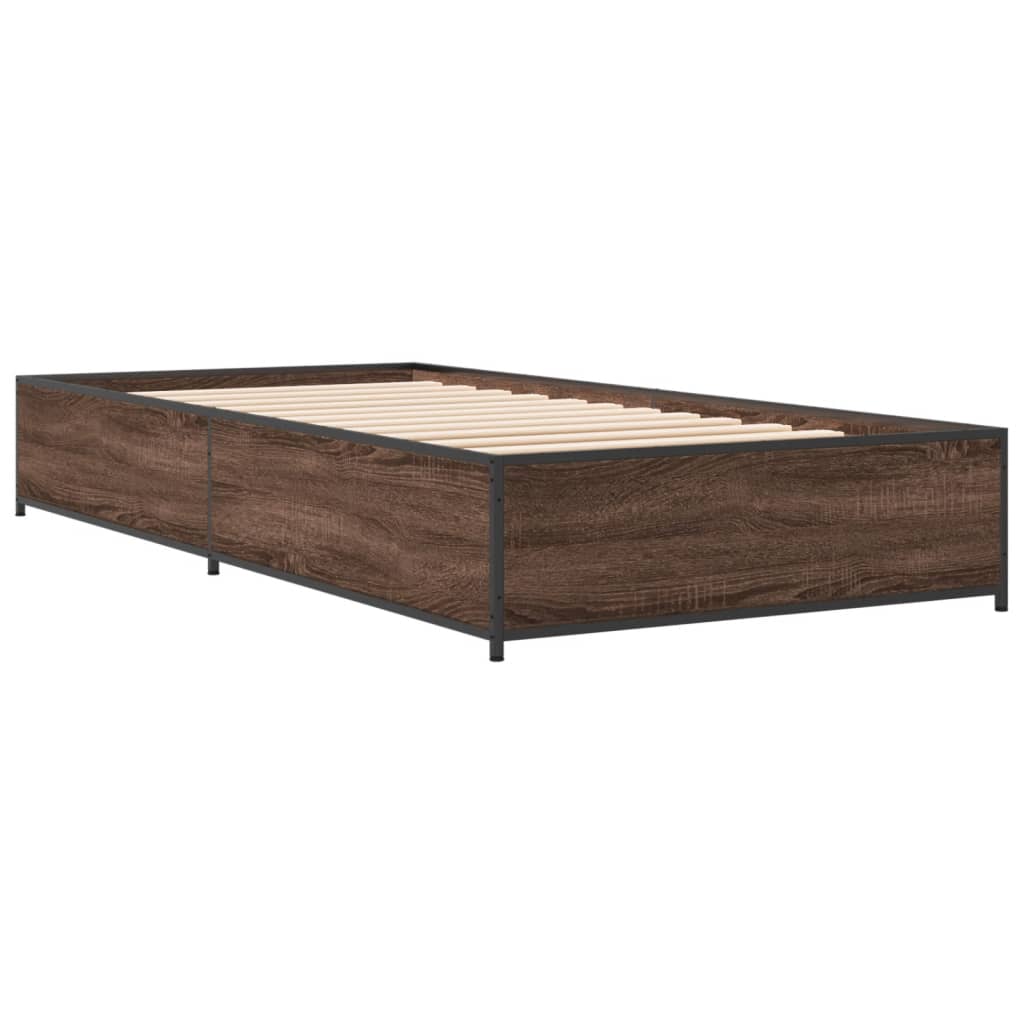 Okvir za krevet smeđi hrast 90x190 cm konstruirano drvo i metal