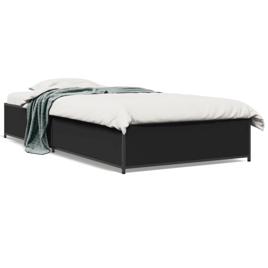 Okvir za krevet crni 75 x 190 cm od konstruirano drvo i metal