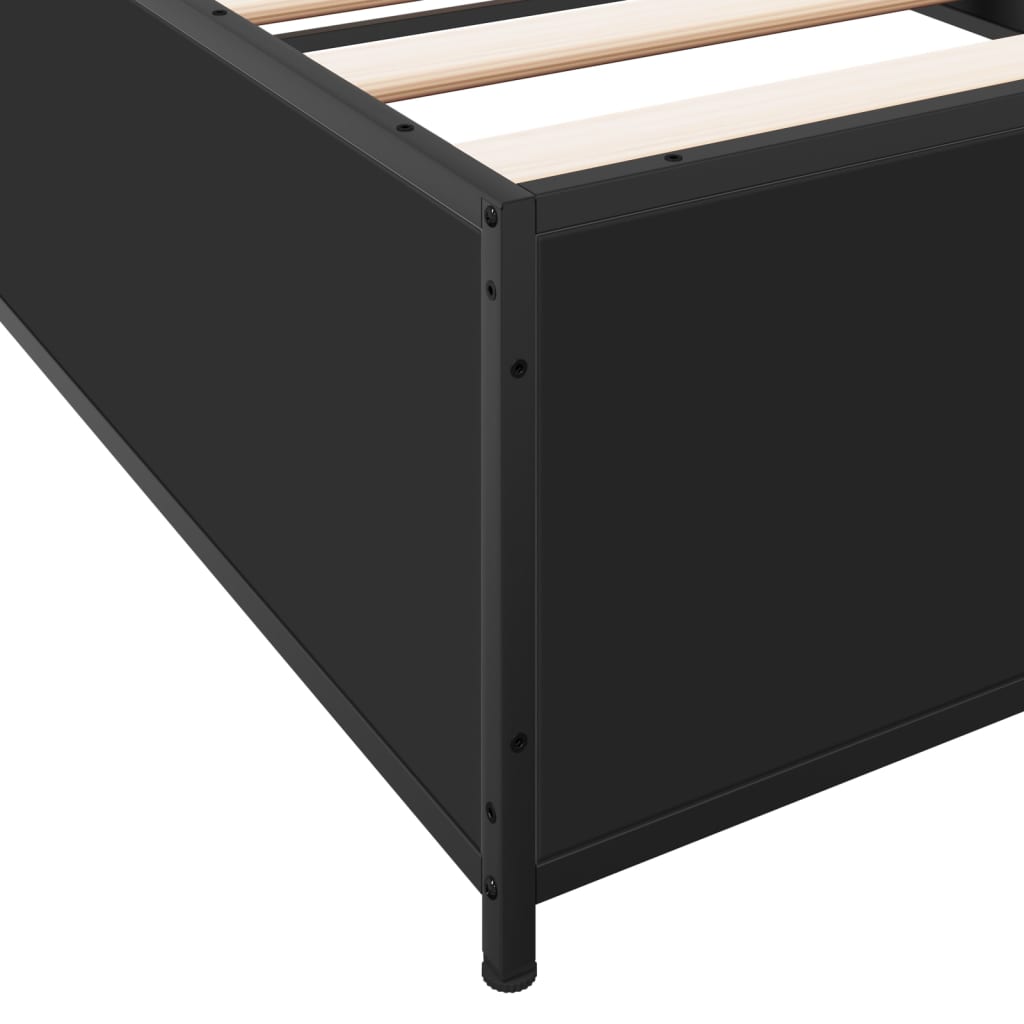 Okvir za krevet crni 75 x 190 cm od konstruirano drvo i metal