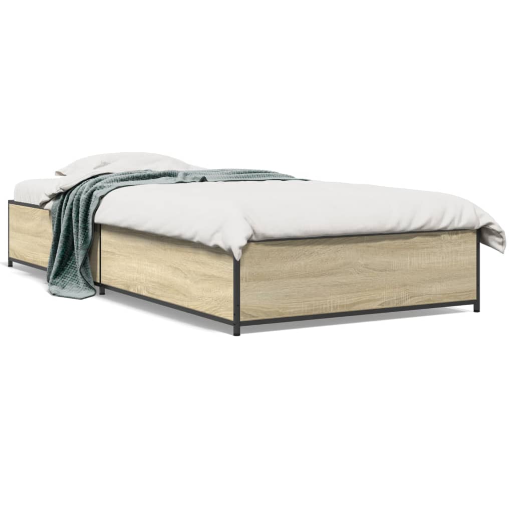 Okvir za krevet boja hrasta 75x190 cm konstruirano drvo i metal