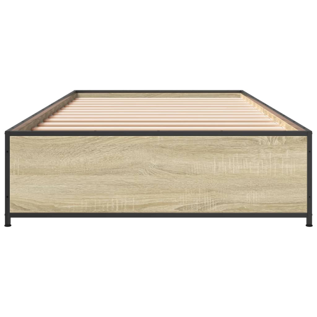 Okvir za krevet boja hrasta 75x190 cm konstruirano drvo i metal