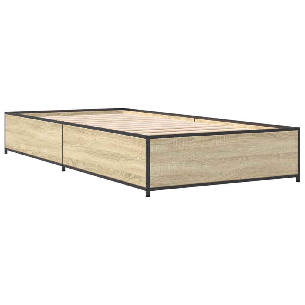 Okvir za krevet boja hrasta 75x190 cm konstruirano drvo i metal