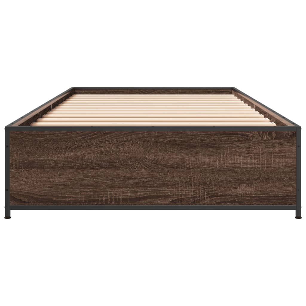Okvir za krevet smeđi hrast 75x190 cm konstruirano drvo i metal