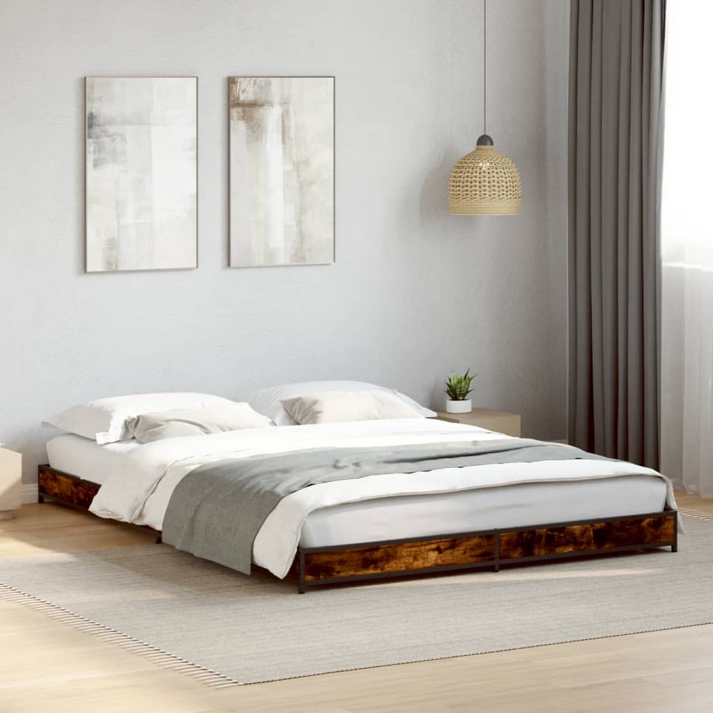 Okvir kreveta boja hrasta 120x200 cm konstruirano drvo i metal